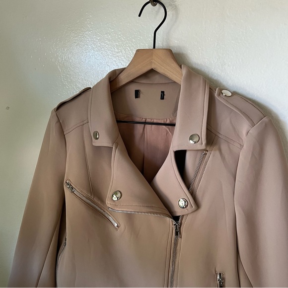 Lulus | Living On the Edge Taupe Moto Jacket - Picture 3 of 6